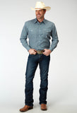 Roper Mens Long Sleeve Button Frontier Foulard Western Shirt - Roper