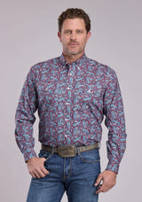 Mens Roper Bandana Paisley Long Sleeve Button Shirt - Roper - Flyclothing LLC