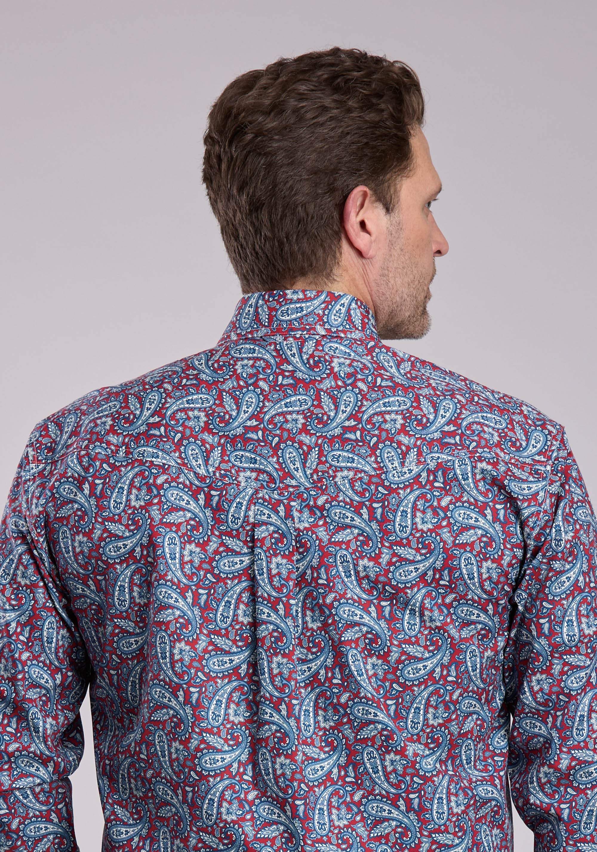 Mens Roper Bandana Paisley Long Sleeve Button Shirt - Roper - Flyclothing LLC