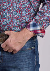 Mens Roper Bandana Paisley Long Sleeve Button Shirt - Roper - Flyclothing LLC