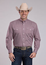 Mens Roper Red Tile Foulard Long Sleeve Button Shirt