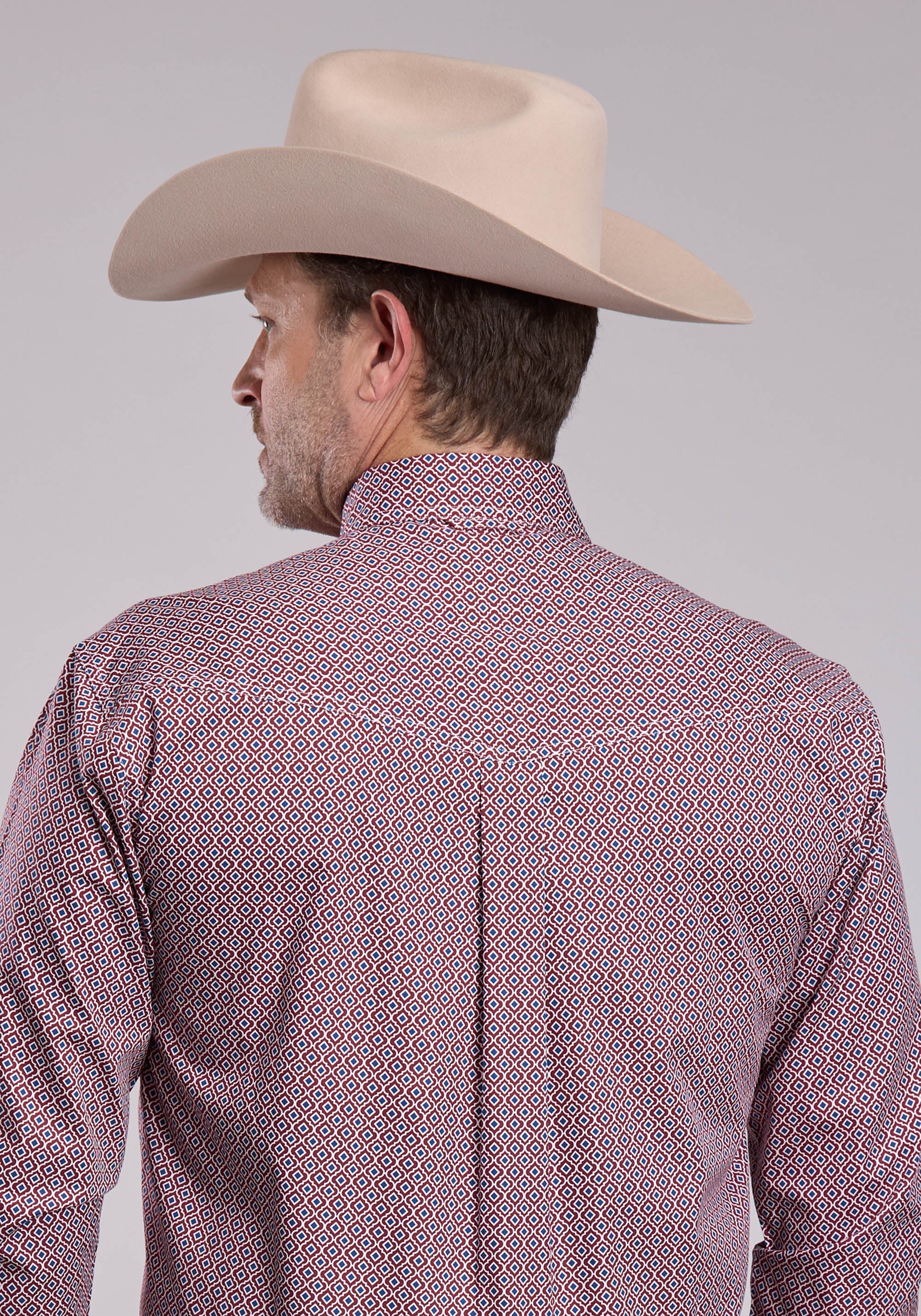 Mens Roper Red Tile Foulard Long Sleeve Button Shirt
