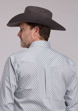 Mens Roper Grey Stretch Four Point Foulard Long Sleeve Button Shirt