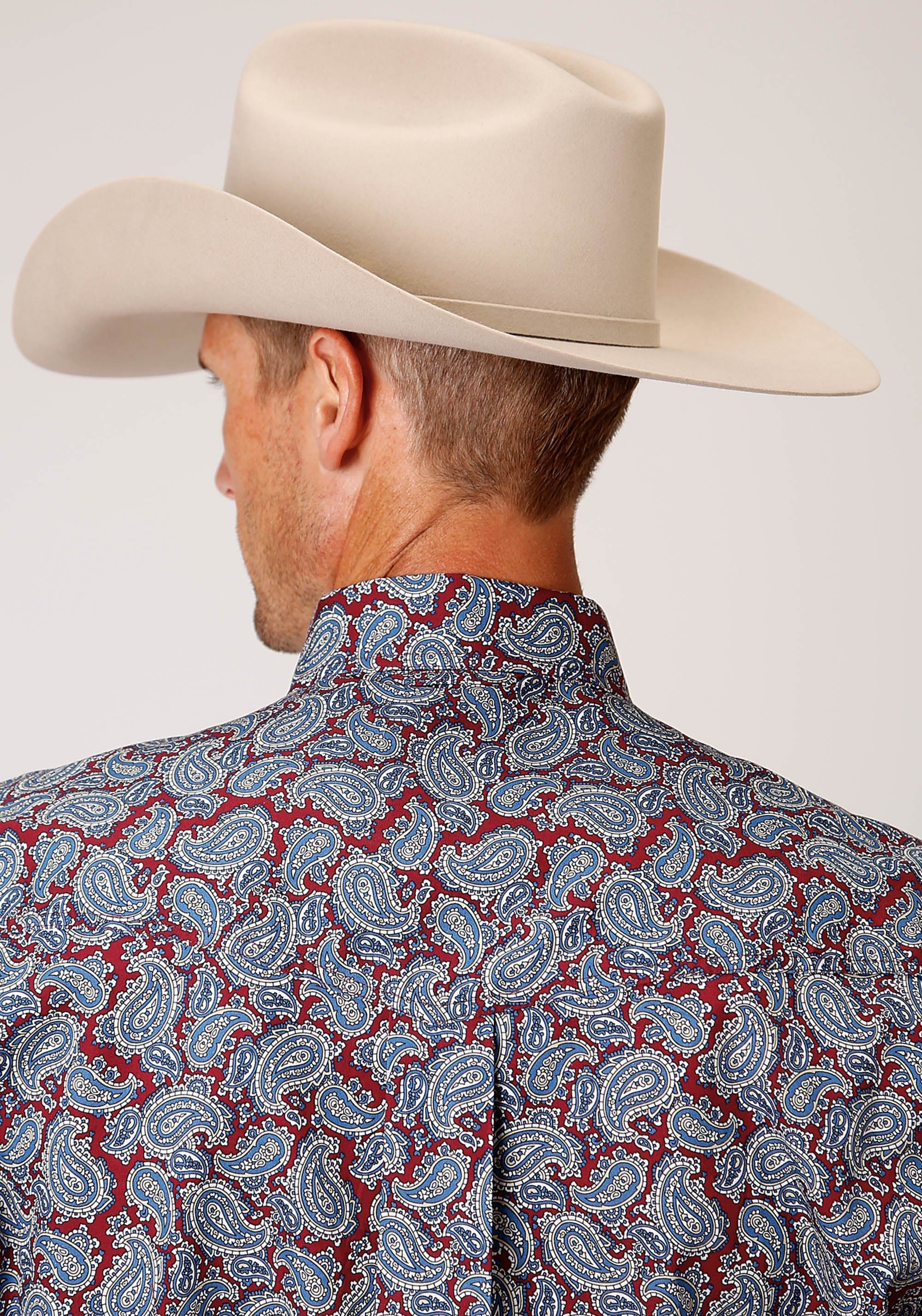 Roper Mens Long Sleeve Button Liberty Paisley Western Shirt - Roper