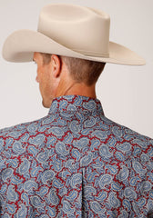 Roper Mens Long Sleeve Button Liberty Paisley Western Shirt - Roper