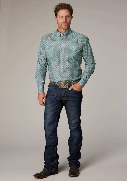 Roper Mens Long Sleeve Button Silver Spring Foulard Western Shirt - Roper - Flyclothing LLC