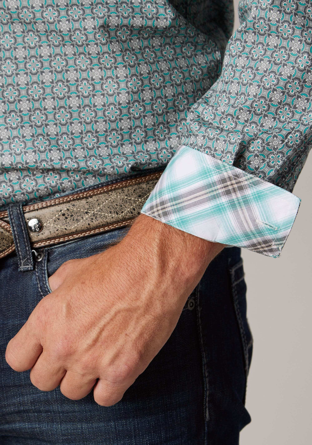 Roper Mens Long Sleeve Button Silver Spring Foulard Western Shirt - Roper - Flyclothing LLC