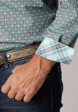 Roper Mens Long Sleeve Button Silver Spring Foulard Western Shirt - Roper