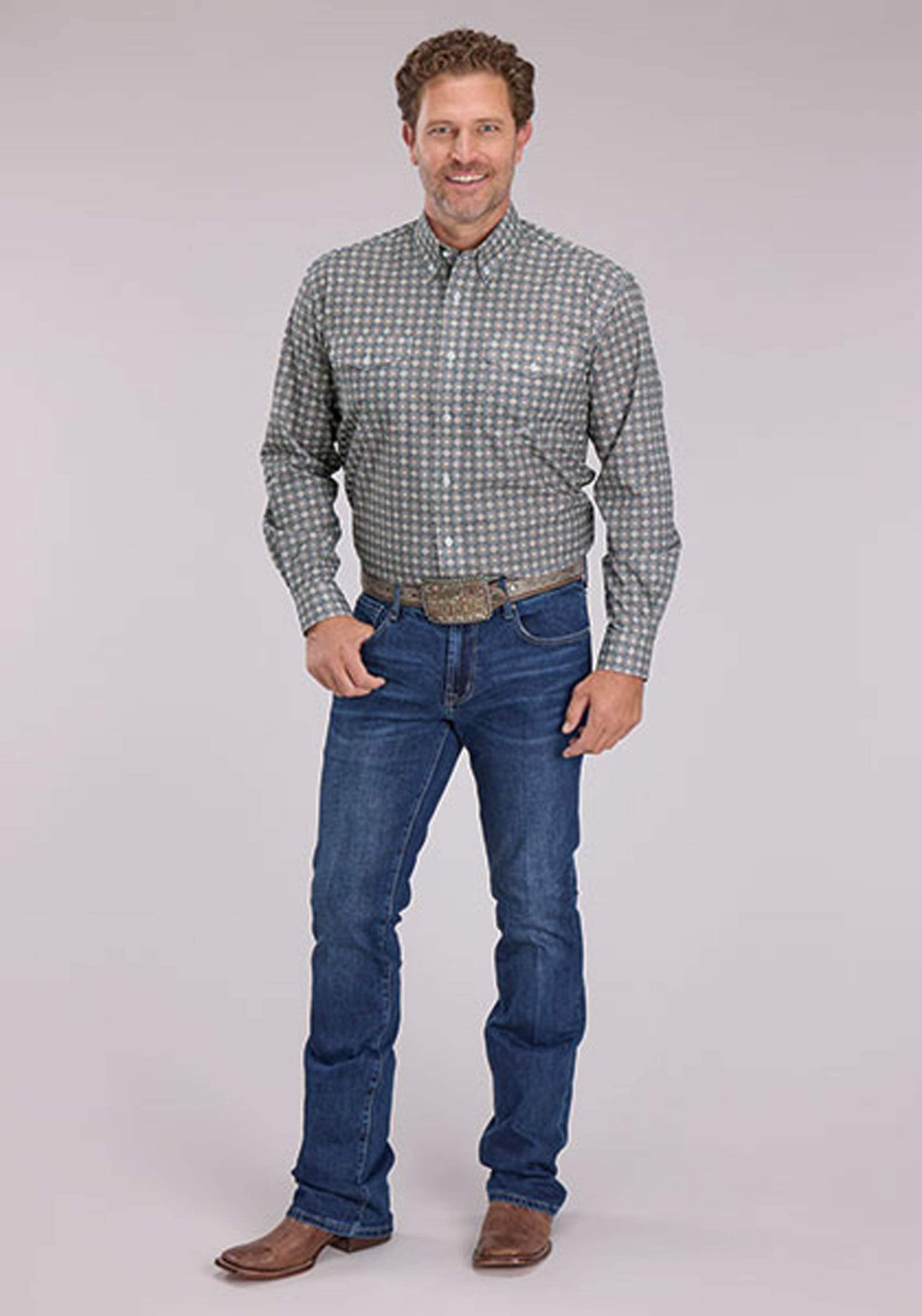 Roper Mens Long Sleeve Button Medallion Foulard Western Shirt - Roper - Flyclothing LLC