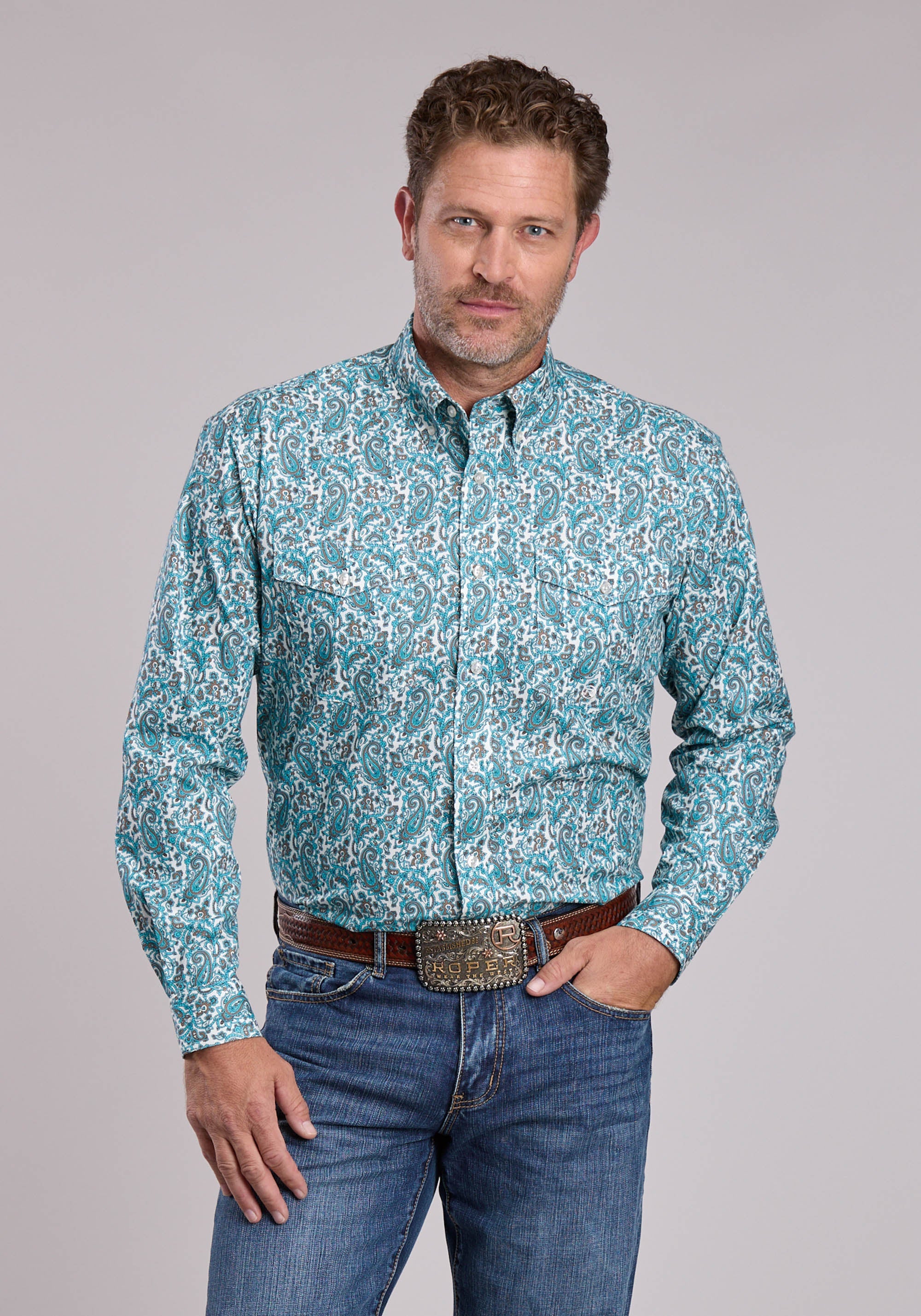 Mens Roper Trail Paisley Long Sleeve Button Shirt