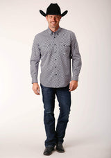Roper Mens Long Sleeve Button Tile Pattern Foulard Western Shirt - Roper - Flyclothing LLC