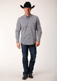 Roper Mens Long Sleeve Button Tile Pattern Foulard Western Shirt - Roper