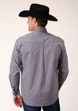 Roper Mens Long Sleeve Button Tile Pattern Foulard Western Shirt - Roper