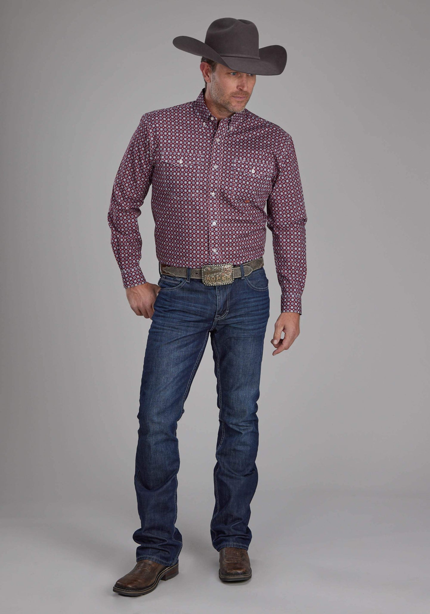 Roper Mens Highway Foulard Long Sleeve Button Western Shirt - Roper - Flyclothing LLC