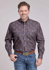Roper Mens Long Sleeve Button Purple Haze Paisley Western Shirt - Roper - Flyclothing LLC