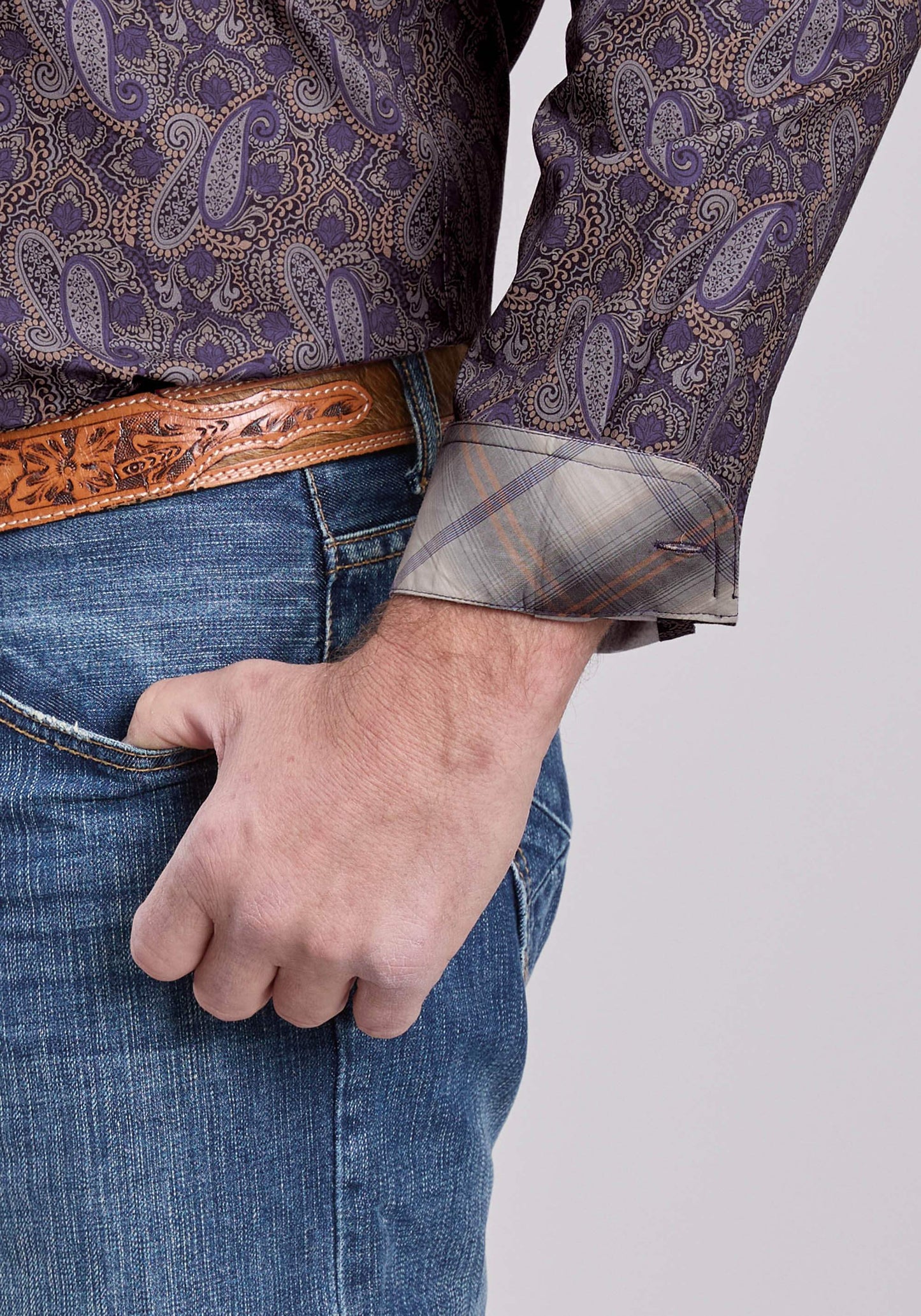 Roper Mens Long Sleeve Button Purple Haze Paisley Western Shirt - Roper - Flyclothing LLC
