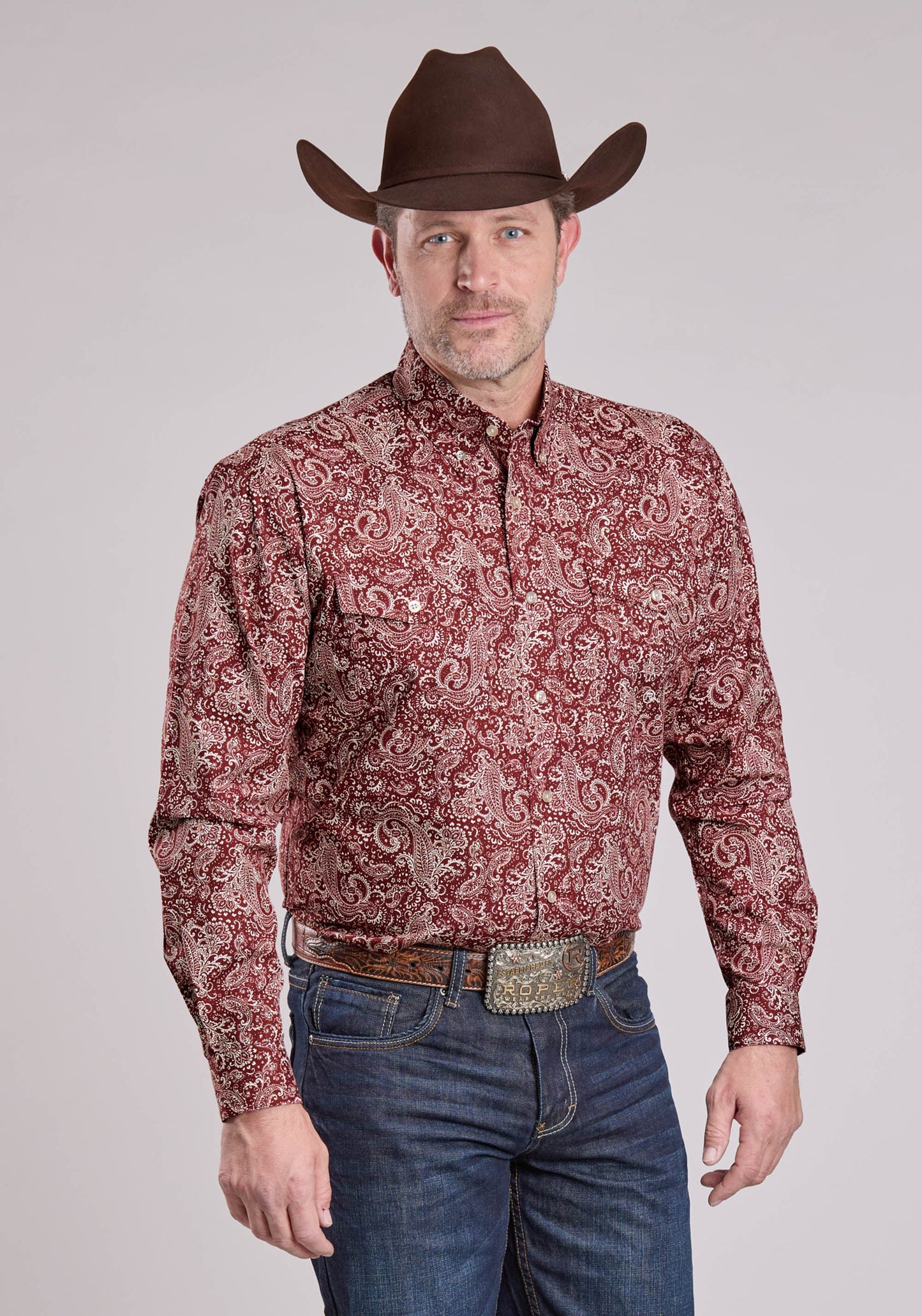 Mens Roper Plume Paisley Long Sleeve Button Shirt