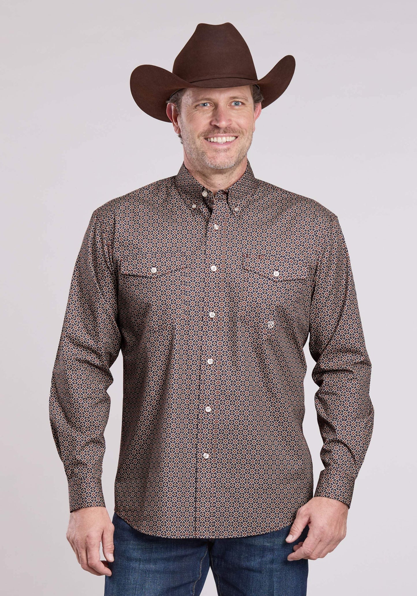 Roper Mens Long Sleeve Button Vintage Foulard Western Shirt - Roper - Flyclothing LLC