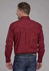 Roper Mens Diamond Print Stretch Poplin - Red Long Sleeve Button Western Shirt - Roper - Flyclothing LLC