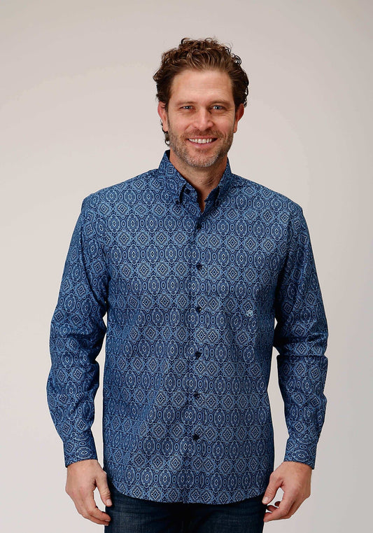 Roper Mens Long Sleeve Button Medallion Paisley Western Shirt - Roper - Flyclothing LLC