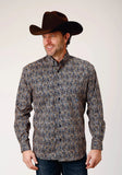 Roper Mens Long Sleeve Button Vintage Paisley Western Shirt - Roper