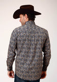 Roper Mens Long Sleeve Button Vintage Paisley Western Shirt - Roper