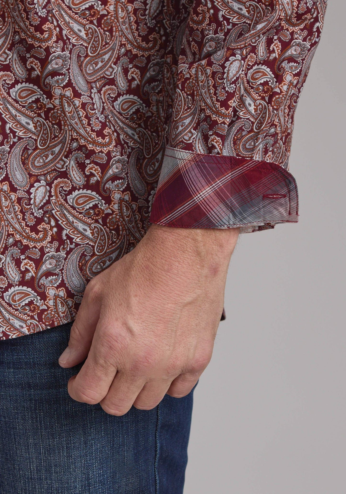 Roper Mens Sangria Paisley Long Sleeve Button Western Shirt - Roper - Flyclothing LLC