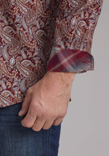 Roper Mens Sangria Paisley Long Sleeve Button Western Shirt - Roper - Flyclothing LLC