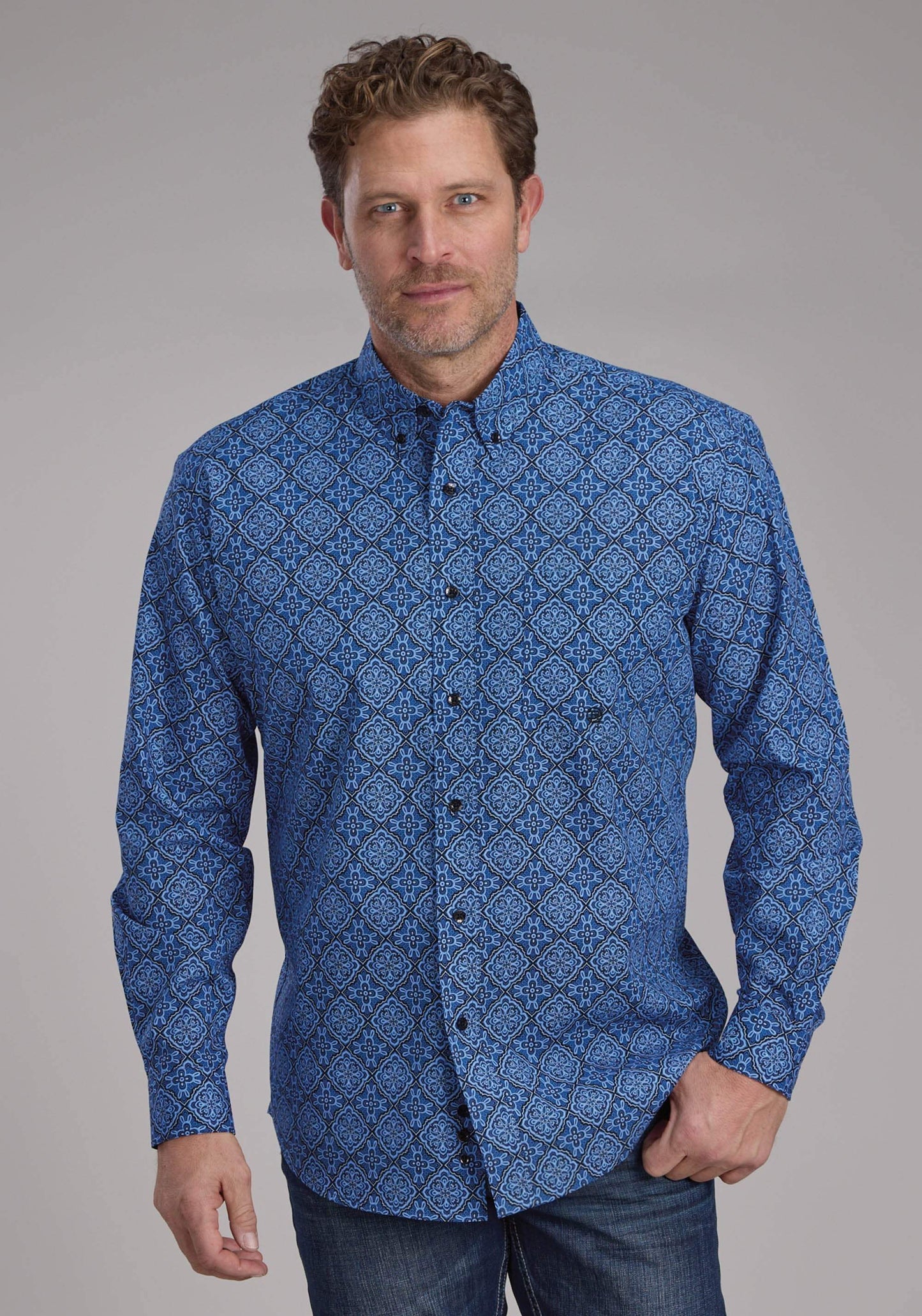 Roper Mens Saphire Ornamental Long Sleeve Button Western Shirt - Roper - Flyclothing LLC