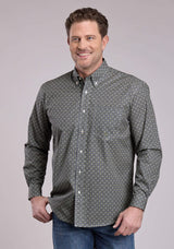 Roper Mens Long Sleeve Button Pine Foulard Western Shirt - Roper - Flyclothing LLC