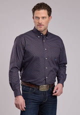 Roper Mens Long Sleeve Button Winter Foulard Western Shirt