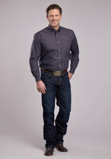 Roper Mens Long Sleeve Button Winter Foulard Western Shirt