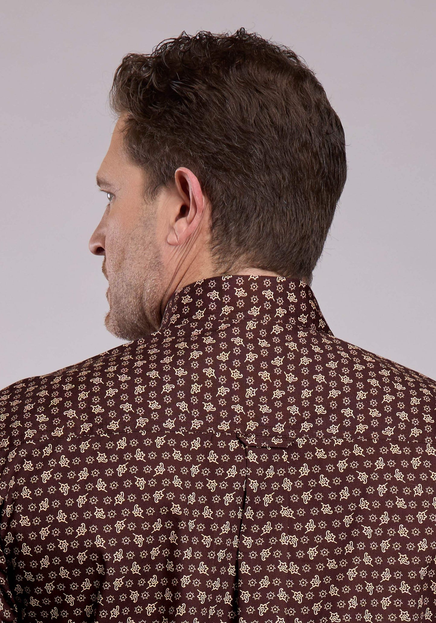 Roper Mens Long Sleeve Button Stretch Poplin Paisley - Brown Western Shirt - Roper - Flyclothing LLC