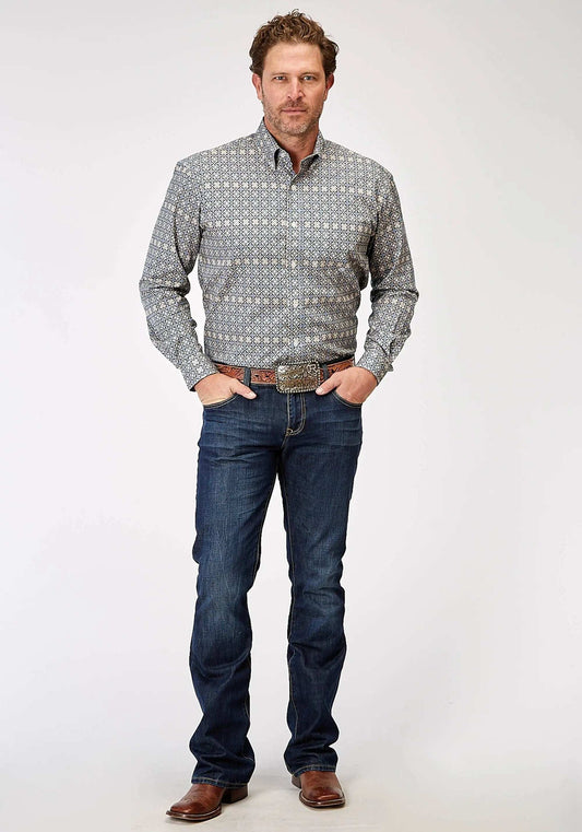 Roper Mens Long Sleeve Button Western Foulard Western Shirt - Roper - Flyclothing LLC