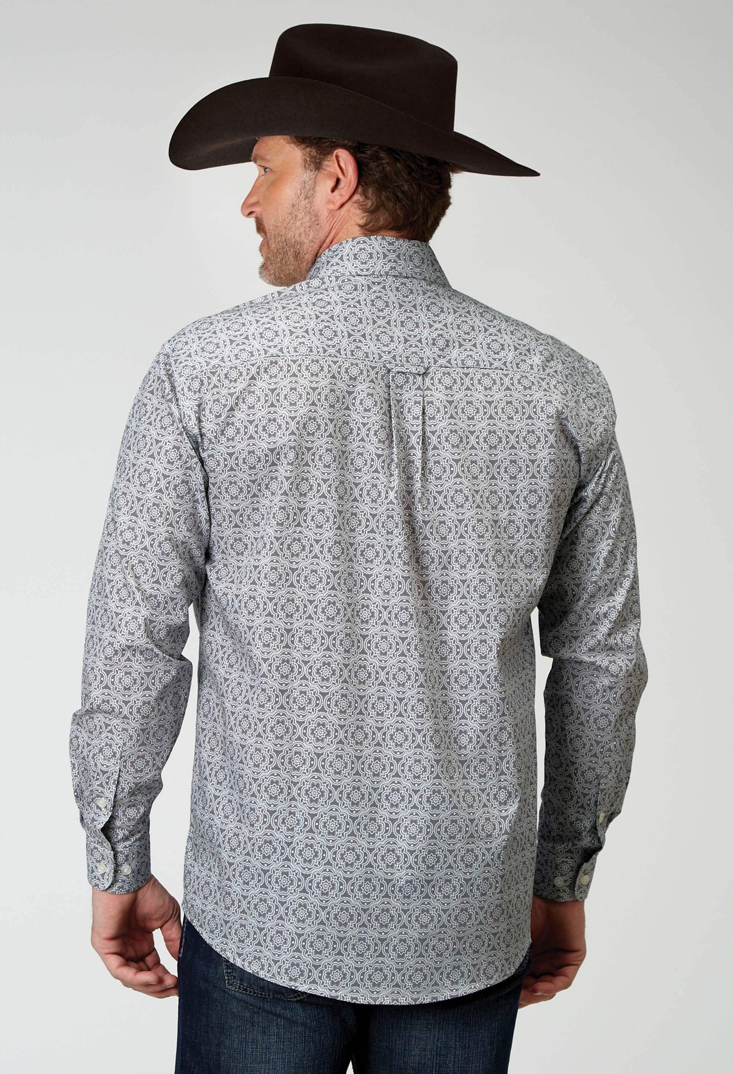 Roper Mens Long Sleeve Button Silver Medallion Western Shirt - Roper - Flyclothing LLC