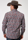 Roper Mens Long Sleeve Button Red River Paisley Western Shirt - Roper