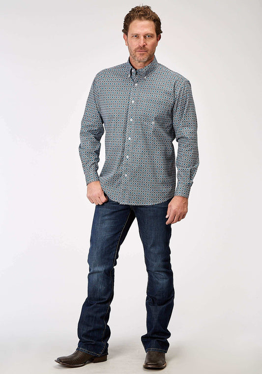 Roper Mens Long Sleeve Button Frontier Foulard Western Shirt - Roper - Flyclothing LLC