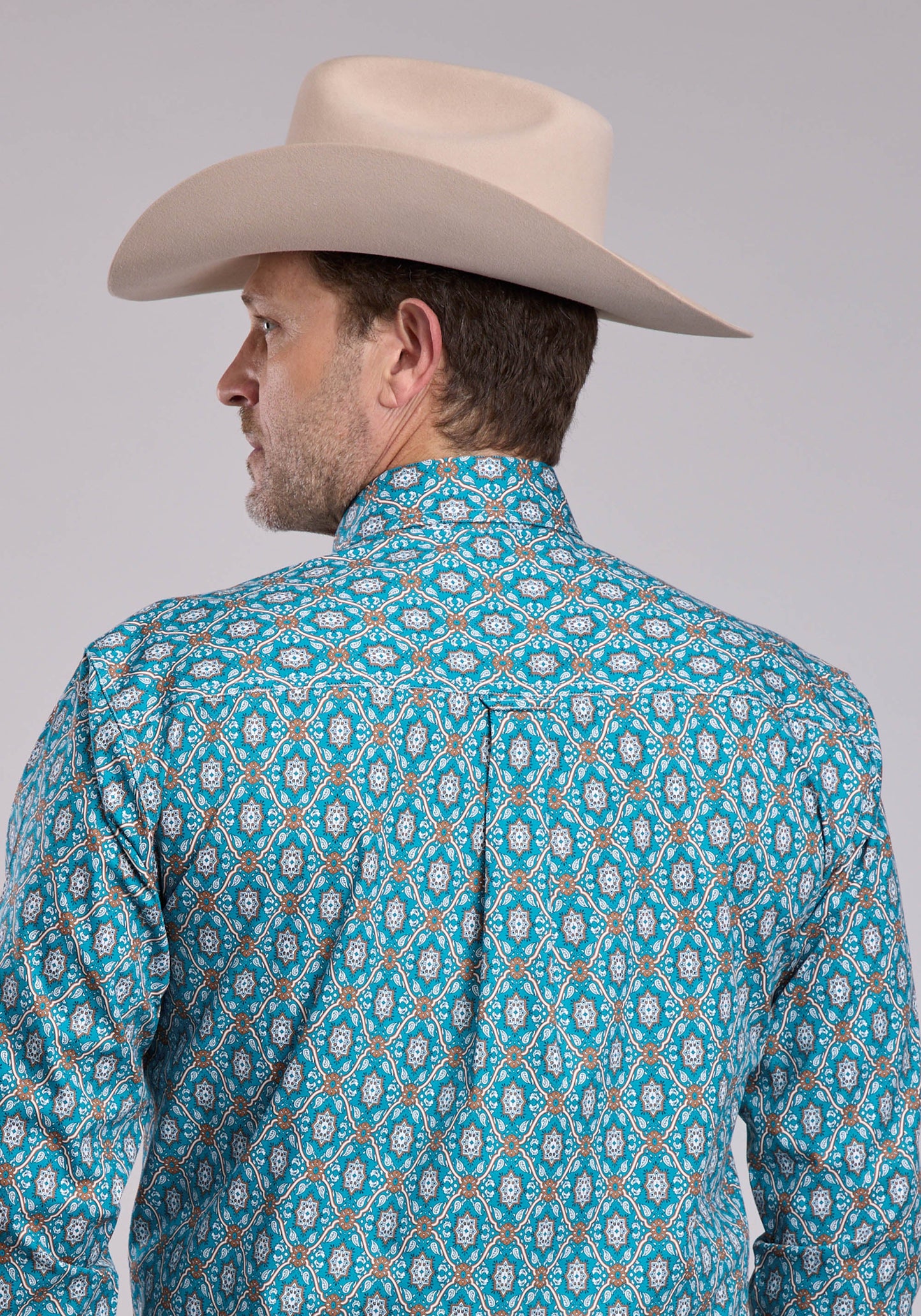 Mens Roper Vintage Ornate Paisley Long Sleeve Button Shirt