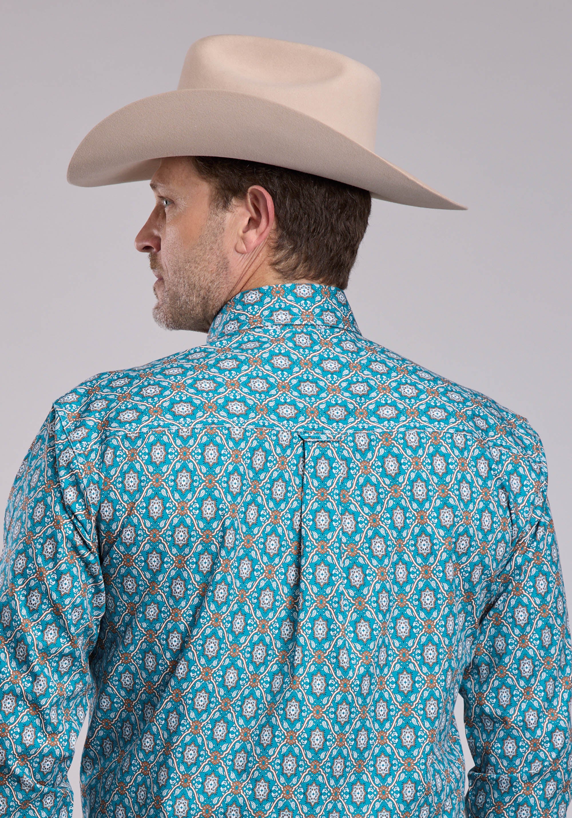 Mens Roper Vintage Ornate Paisley Long Sleeve Button Shirt