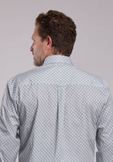 Mens Roper Grey Stretch Four Point Foulard Long Sleeve Button Shirt