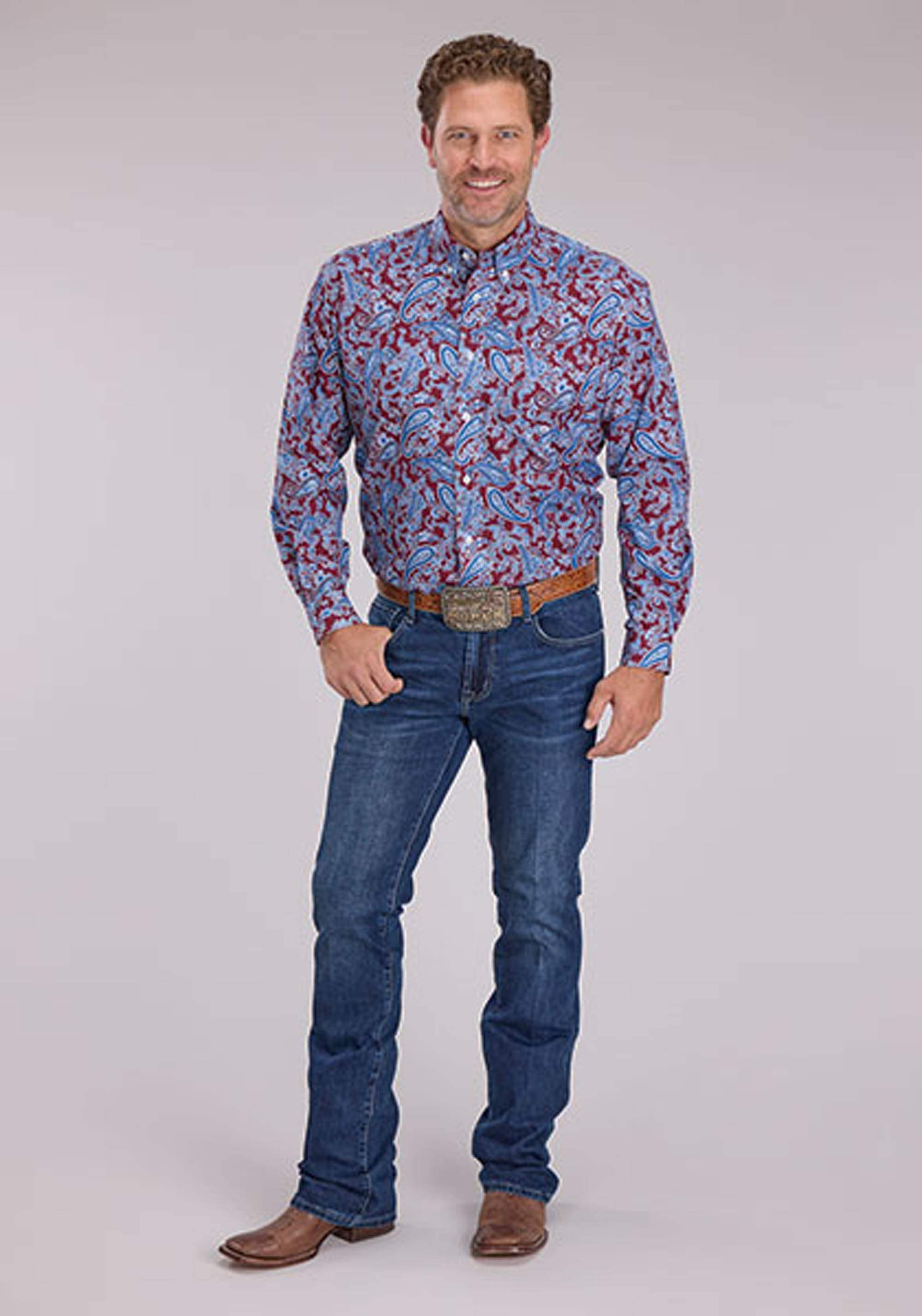 Roper Mens Heritage Paisley Long Sleeve Button Western Shirt - Roper - Flyclothing LLC