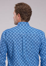 Roper Mens Blue Ribbon Medallion Long Sleeve Button Western Shirt