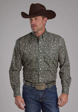 Roper Mens Oak Paisley Long Sleeve Button Western Shirt - Roper - Flyclothing LLC
