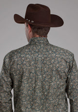 Roper Mens Oak Paisley Long Sleeve Button Western Shirt - Roper - Flyclothing LLC