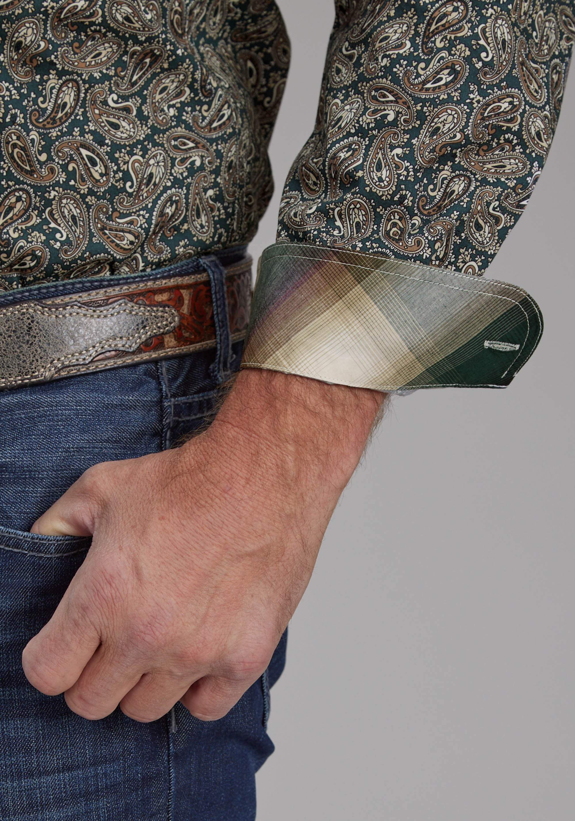 Roper Mens Oak Paisley Long Sleeve Button Western Shirt - Roper - Flyclothing LLC