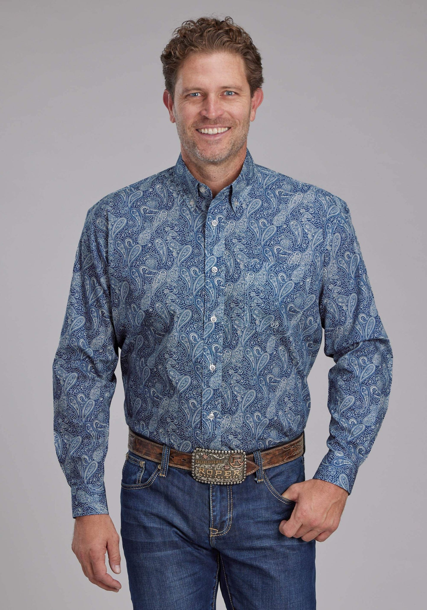 Roper Mens River Paisley Long Sleeve Button Western Shirt - Roper - Flyclothing LLC