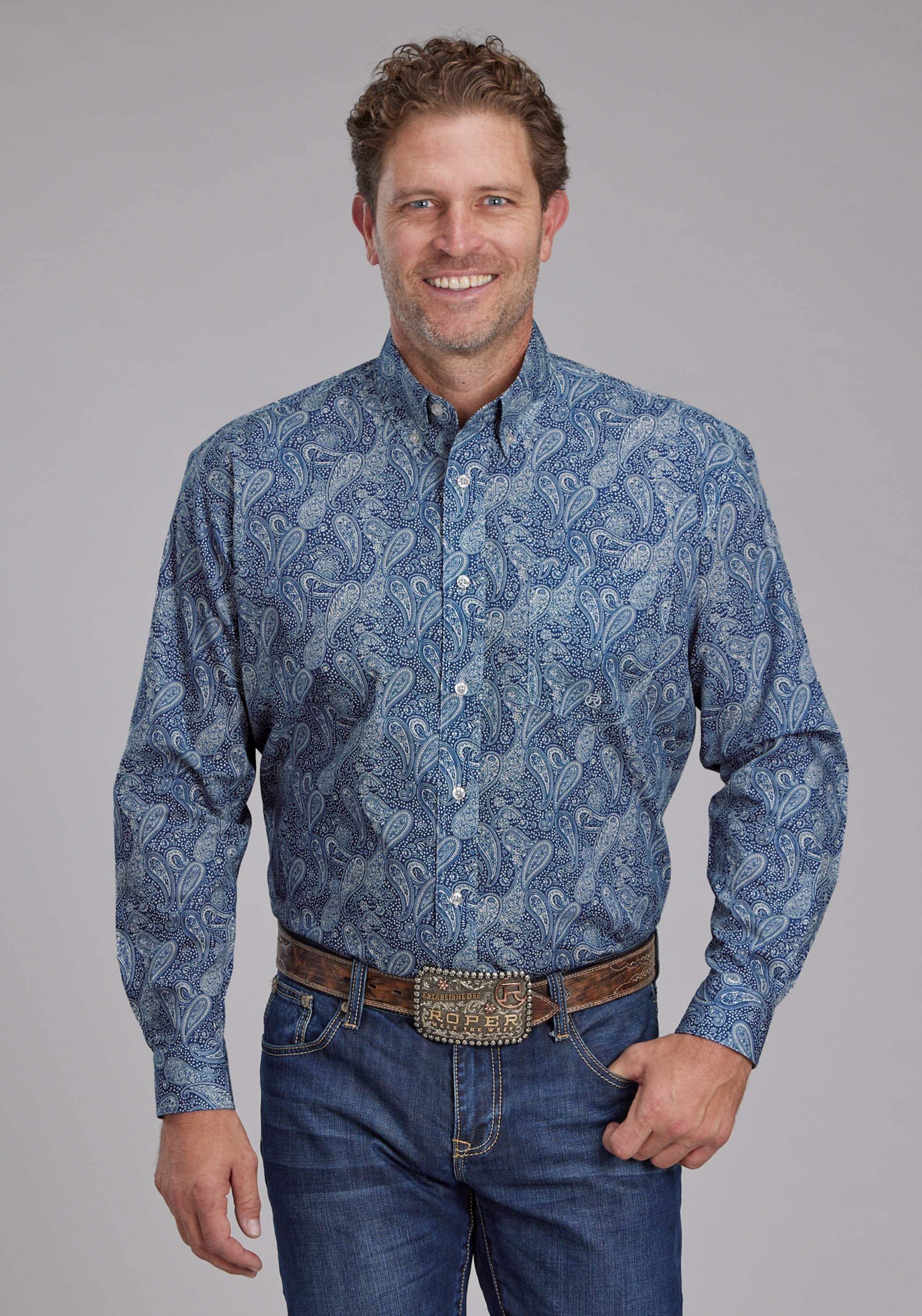 Roper Mens River Paisley Long Sleeve Button Western Shirt - Roper - Flyclothing LLC