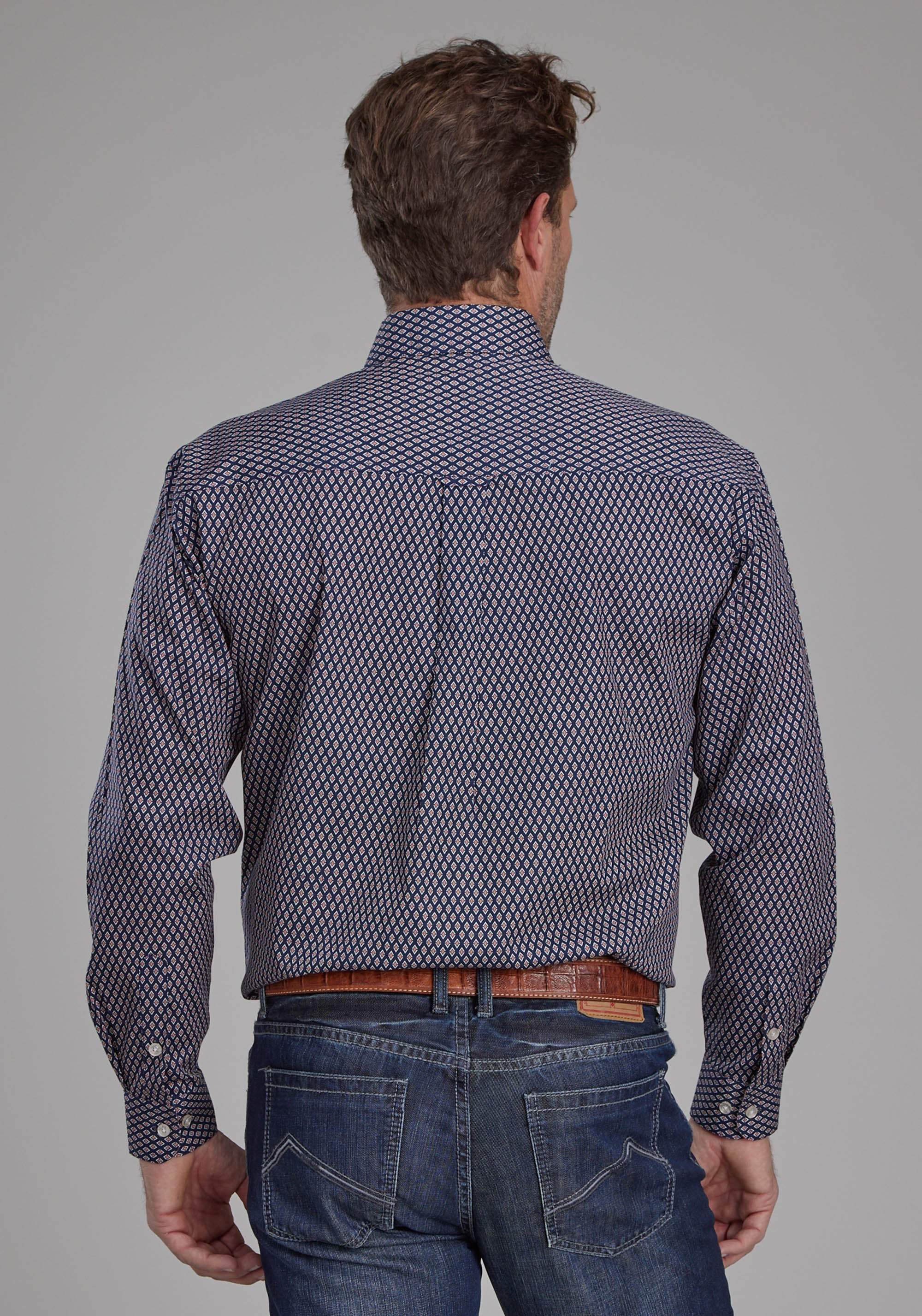 Roper Mens Diamond Eye Geo Long Sleeve Button Western Shirt - Roper - Flyclothing LLC