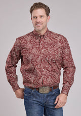 Roper Mens Long Sleeve Button Plume Paisley Western Shirt