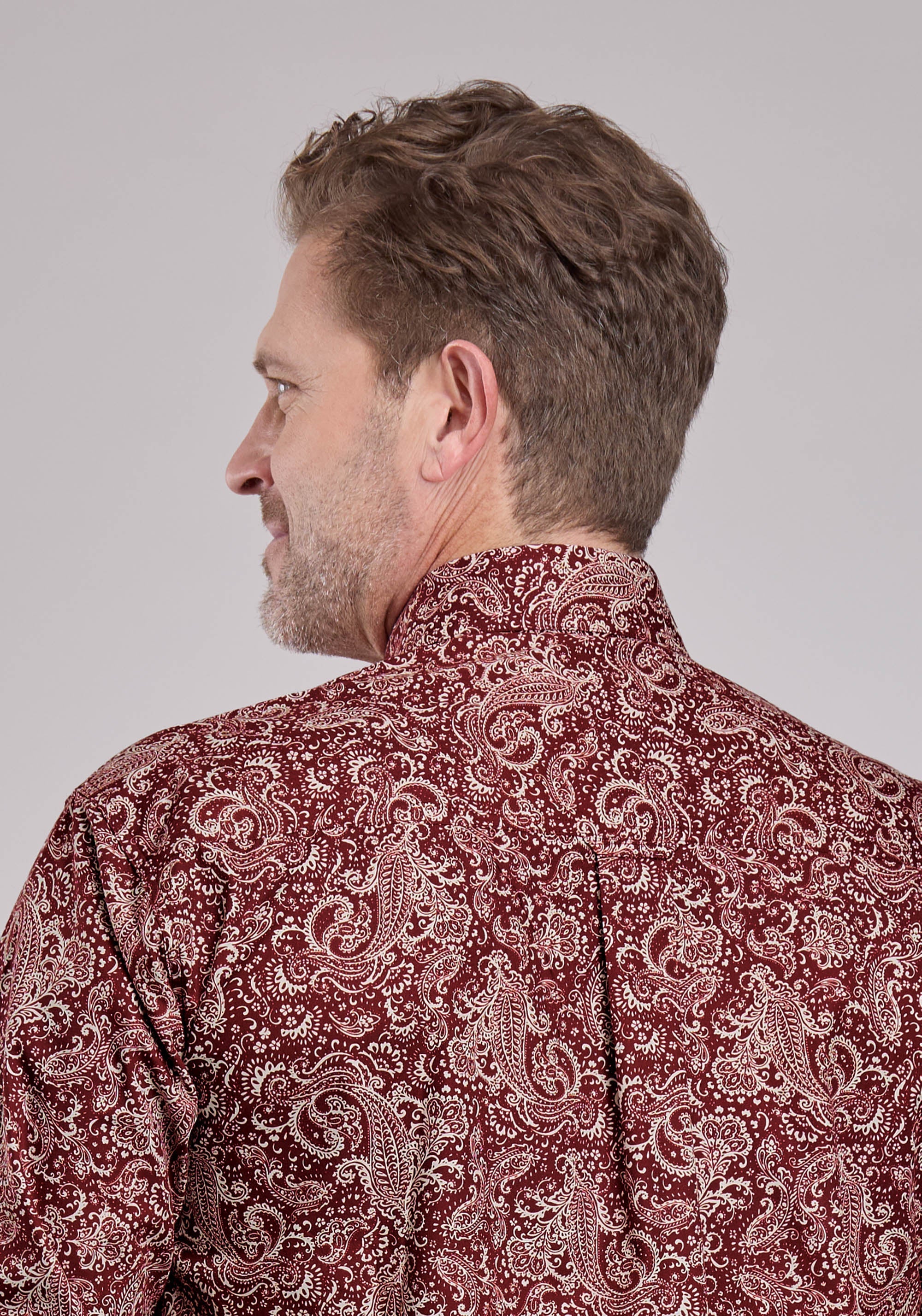 Roper Mens Long Sleeve Button Plume Paisley Western Shirt